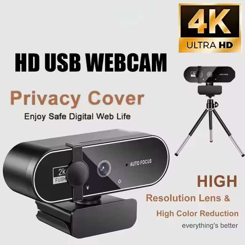 4K Webcam Câmera De Vídeo 2K Autofoco Streaming Web Cam Com Microfone Full HD 1080P Webcams Para PC/Computador/Laptop