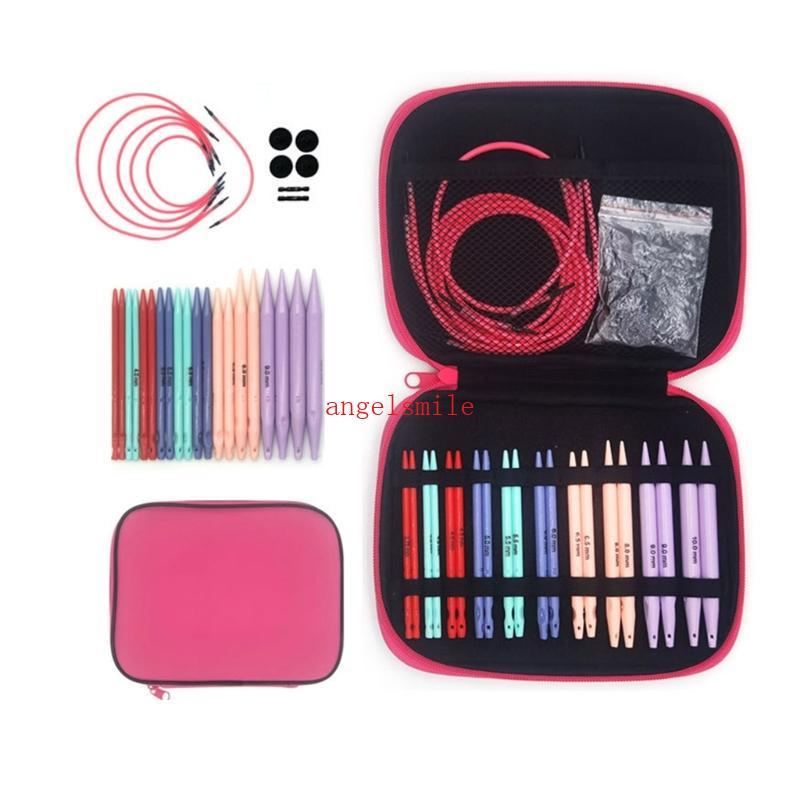 Conjunto De Agulhas De Tricô Circulares Ace 10 Pares Com Estojo De Couro Para E Crochê