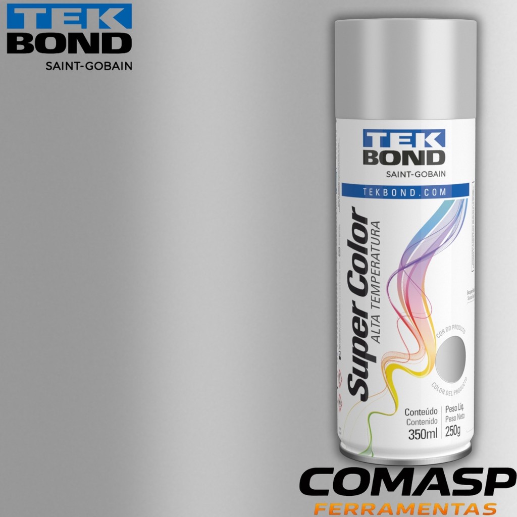 Tinta Spray Alta Temperatura Alumínio TekBond 350 ML250G