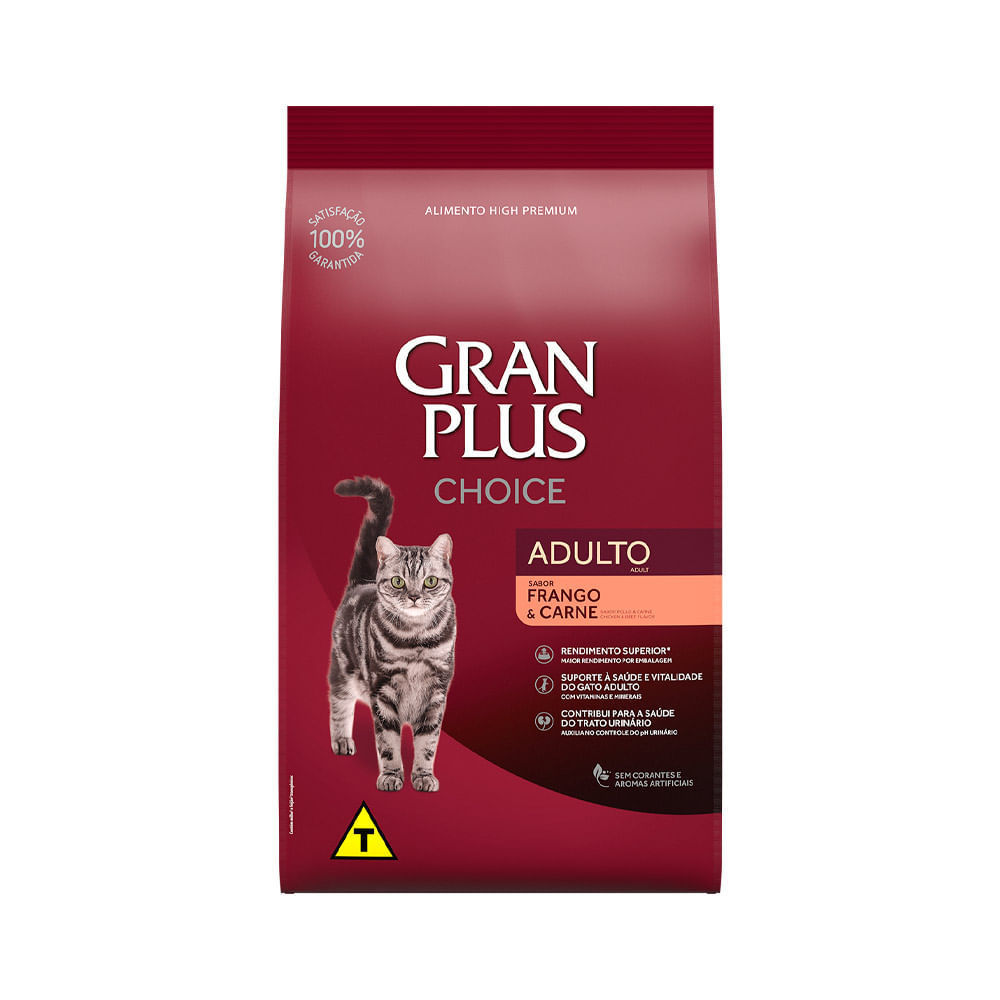 Ração Granplus Choice Gatos Adultos sabor Frango e Carne 10,1kg
