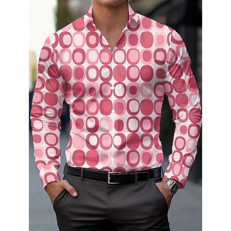 Camisa Masculina Primavera E Outono Nova De Manga Longa Com Gola Virada Elementos De Design De Moda Havaiana HJKM