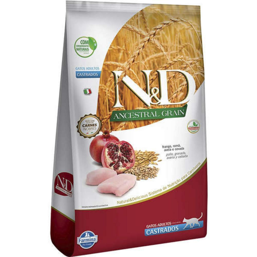 Ração Farmina NeD Ancestral Grain Frango Gatos Adultos Castrados 1.5kg