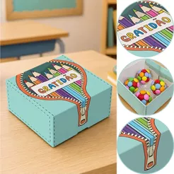 10~40 CAIXA P/ 4 DOCES LEMBRANCINHA PROFESSORES 8X8X4 6034 (IDEIA DIA DOS PROFESSORES) CHOCO
