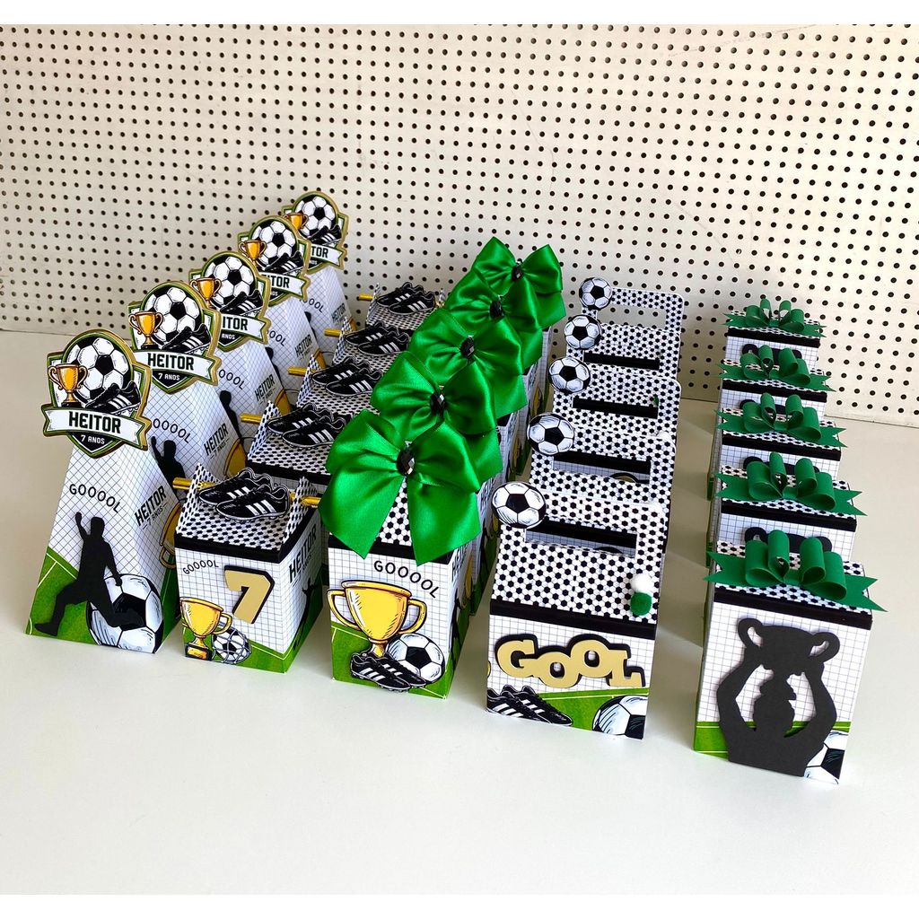 Kit Festa Futebol com Apliques 3D | Personalizados | Lembrancinhas | Caixinhas para Festa