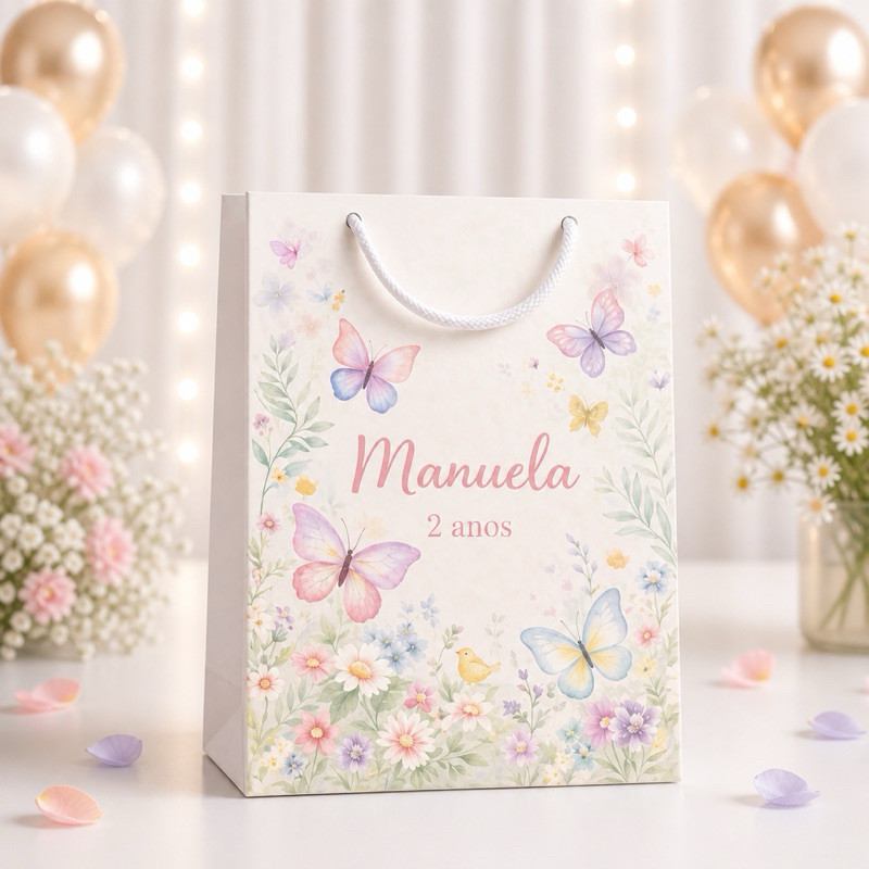 Sacolinha P JARDIM DAS BORBOLETAS- BORBOLETAS MENINA Personalizados /Lembrancinha de Festa /Aniversário