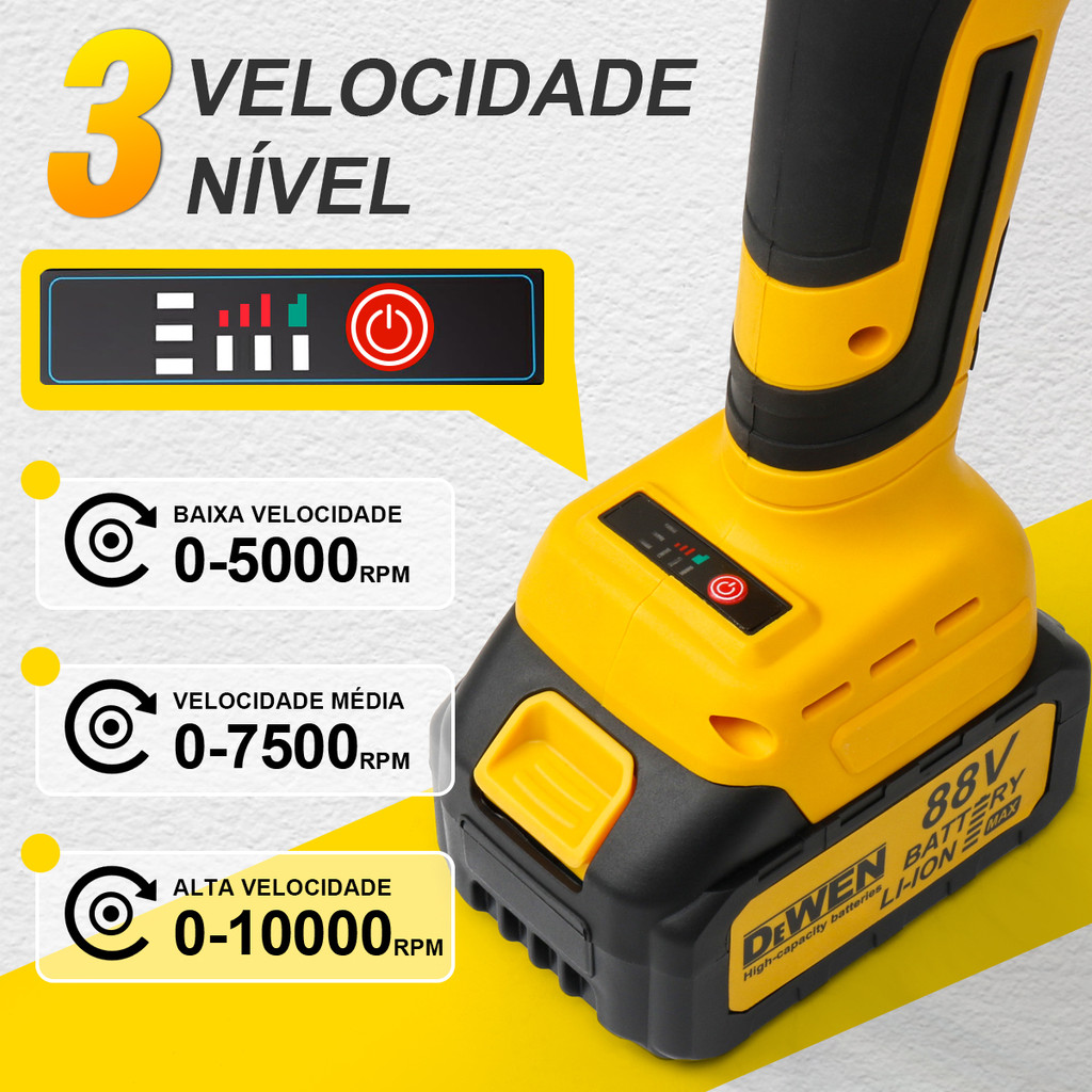 Esmerilhadeira Angular 48v Sem Fio 10000 Rpm C/ 2 Baterias - detalhe