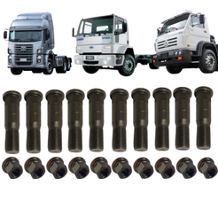 10 Porca e Parafuso Roda Traseira Caminhão Volkswagen Worker Contellation Ford Cargo