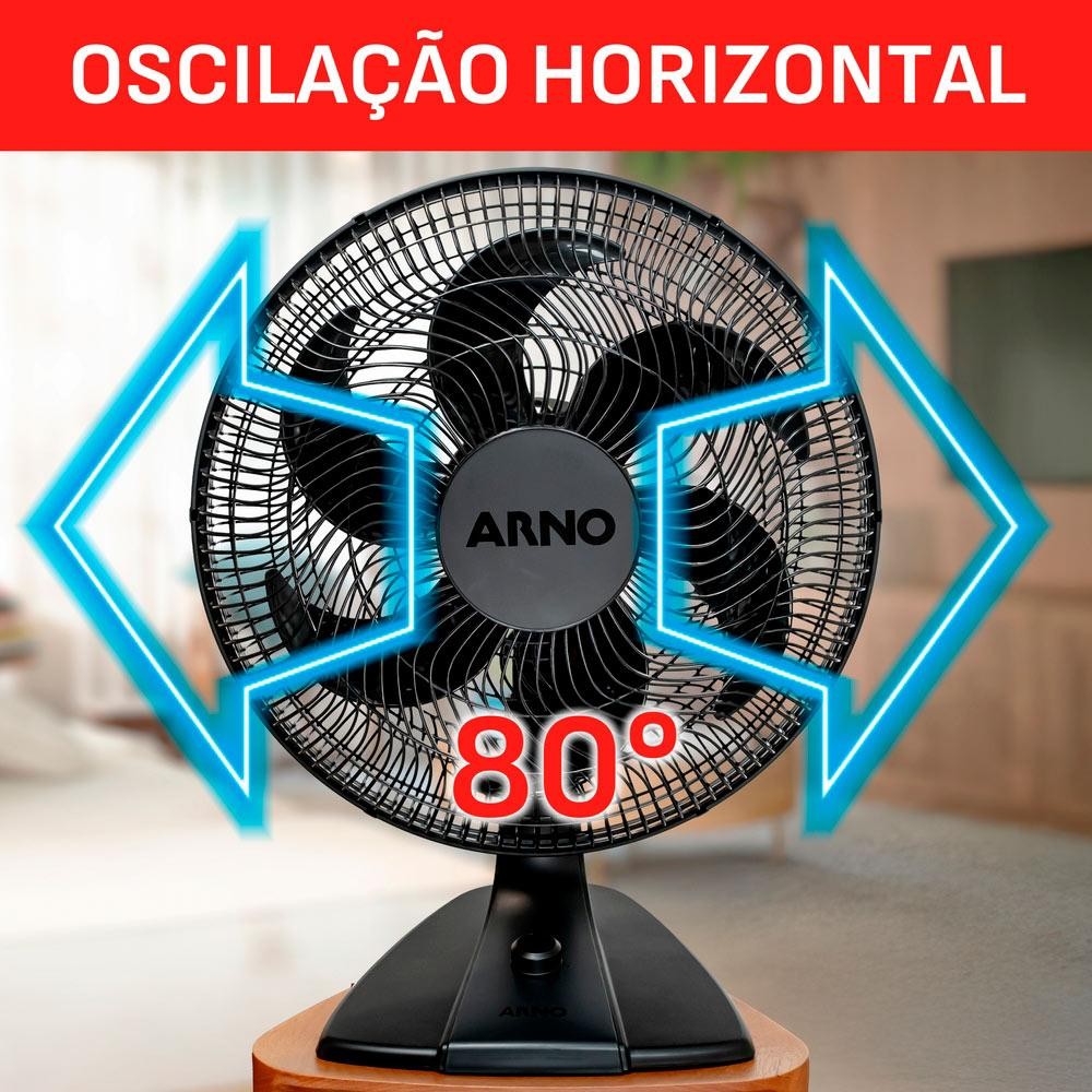 Detalhes do Ventilador de Mesa Arno 40cm 6 Pás Essential VE2E Preto 127V