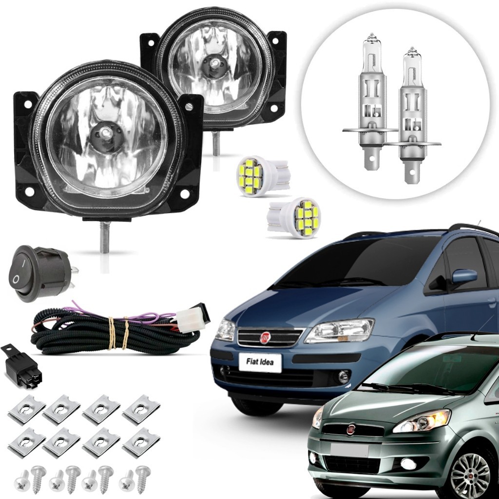 Kit de Farol de Milha Farolete Neblina Auxiliar Fiat Idea 2005 06 07 08 09 10 11 12 13 14 15 16 em Oferta na Shopee