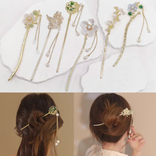 Kit 1/6 Pçs Palito Dourado Grampo De Cabelo/Pearl Tassel Estilo Chinês  Moderno Temperamento Flor Simples em Oferta na Shopee