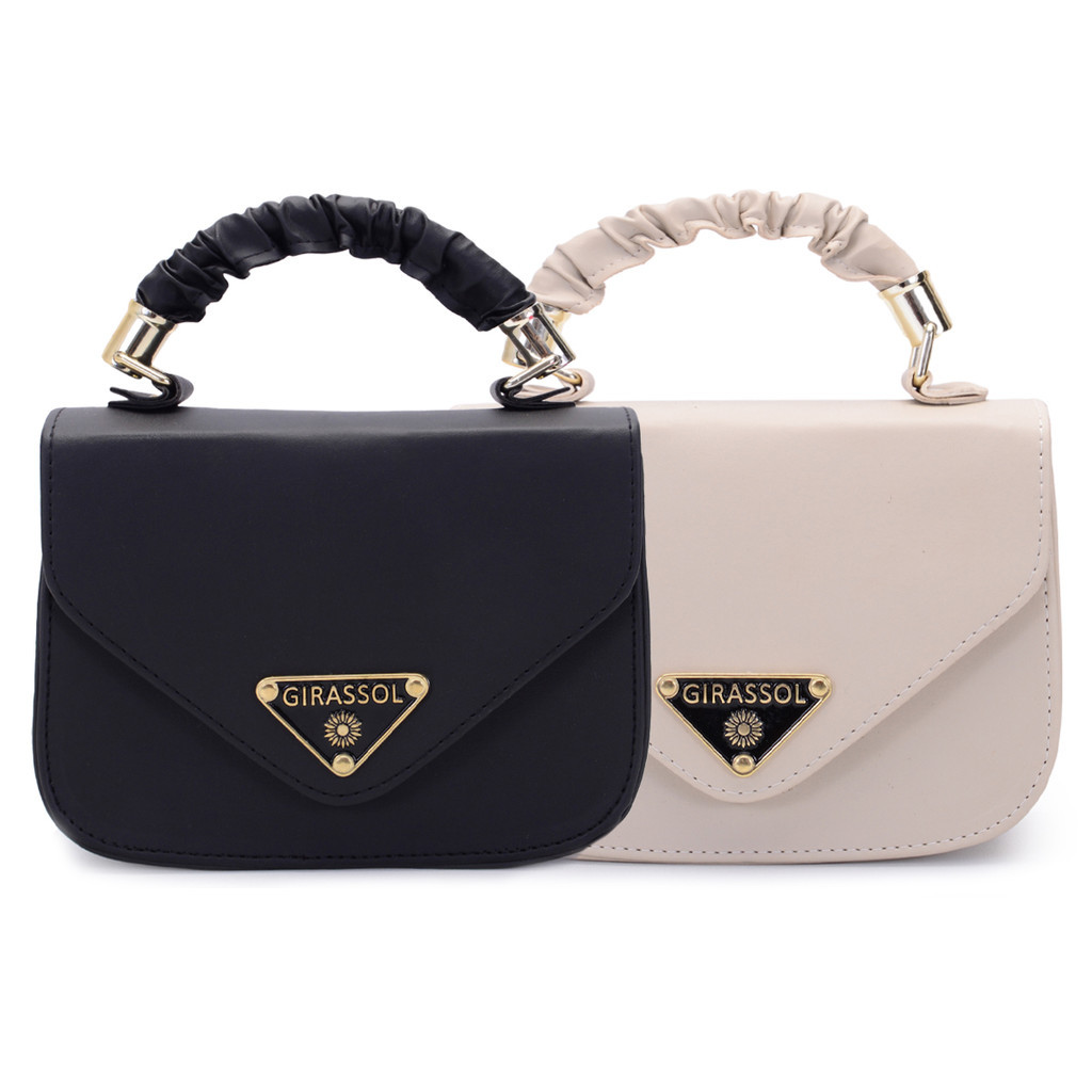 Bolsa feminina Mini Bag alça transversal enrugada e de mão Kit 2 Bolsinha Balada Promoção de lançamento Girassol