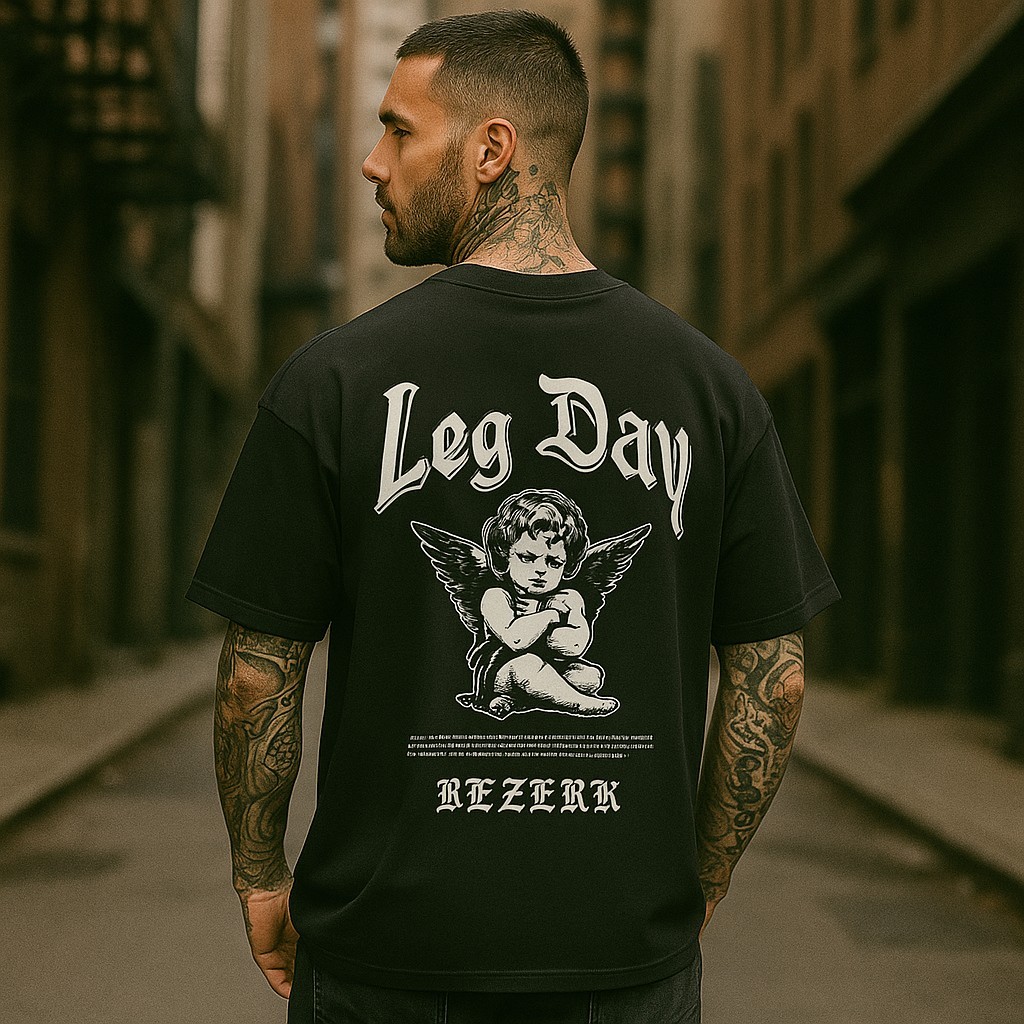 Camiseta Oversized Berzerk Anjo Algodão Unissex Streetwear Academia Treino Masculina Feminina