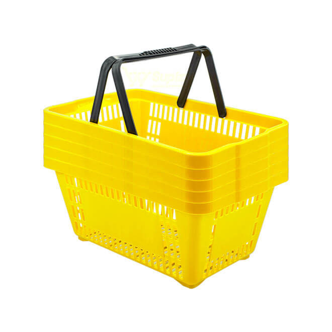 5 Mini Cestinha De Compras 7l Amarela P/ Farmacia Bijouteria Perfumaria