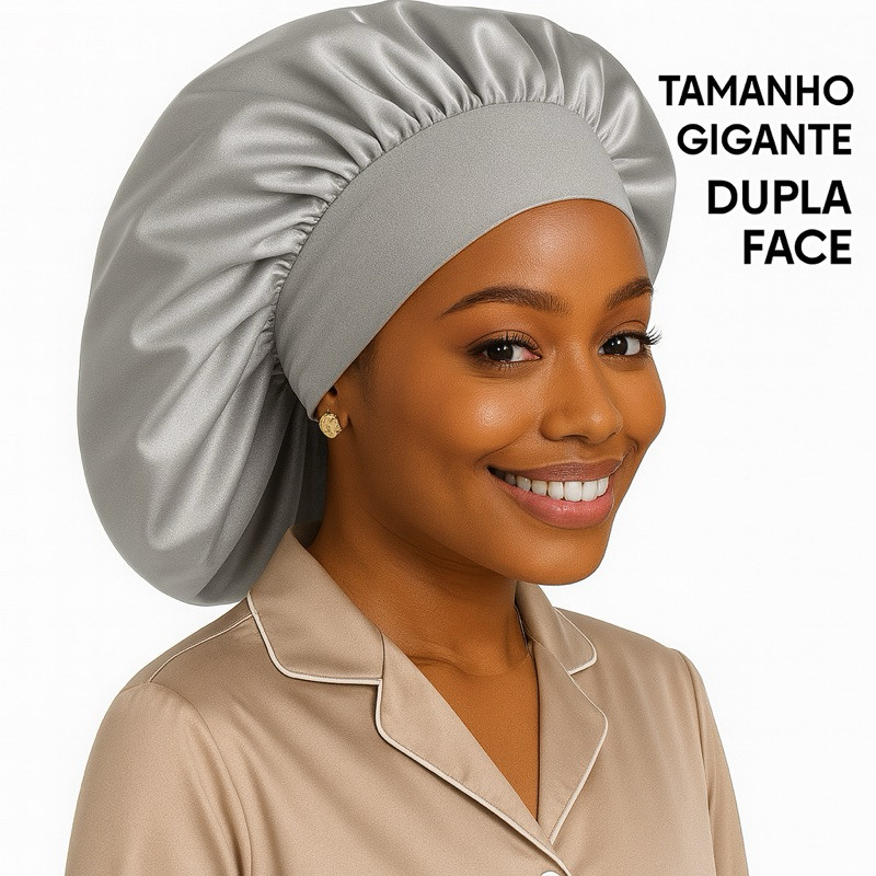 Touca de Cetim Dupla Face com faixa Para Cabelos Longos e Tranças Dormir anti frizz em Oferta na Shopee