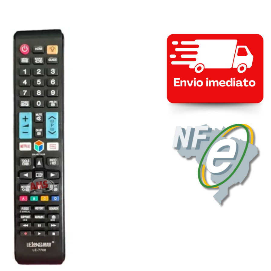 Controle Remoto Universal Smart Compatível Todos os Modelos Tv Samsung HDMI Netflix Prime Video