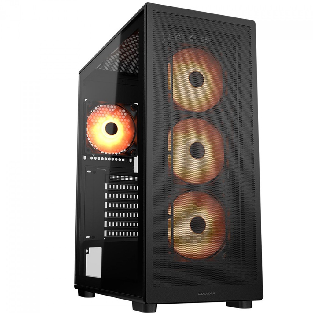 Gabinete Gamer Cougar MX220 RGB, Mid Tower, Vidro Temperado, ATX, Com 4 Fans, Preto, 382AC80.0001