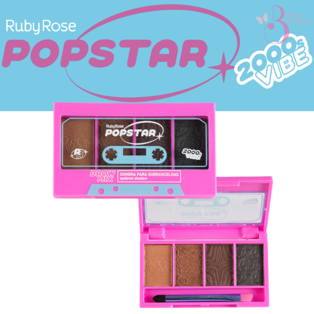Paleta Ruby Rose Pop Star Brow Mix – Sombra para Sobrancelha 4 Cores Naturais