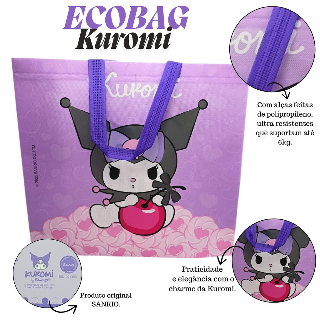 Kuromi Sacola EcoBag  presente infantil acessório produtos Sanrio Original em Oferta na Shopee