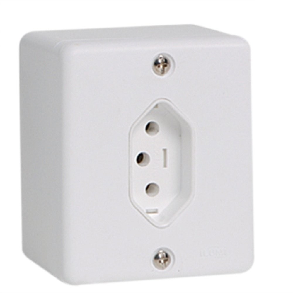 Tomada Sobrepor Ilumi 2 Polos + Terra 20A 250V Branca