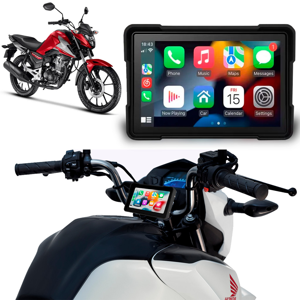 Multimídia CG 160 Titan Fan Cargo Start 5 Polegadas Carplay Android Auto Sem Fio Aplicativos Gps Bluetooth Prova D'água em Oferta na Shopee