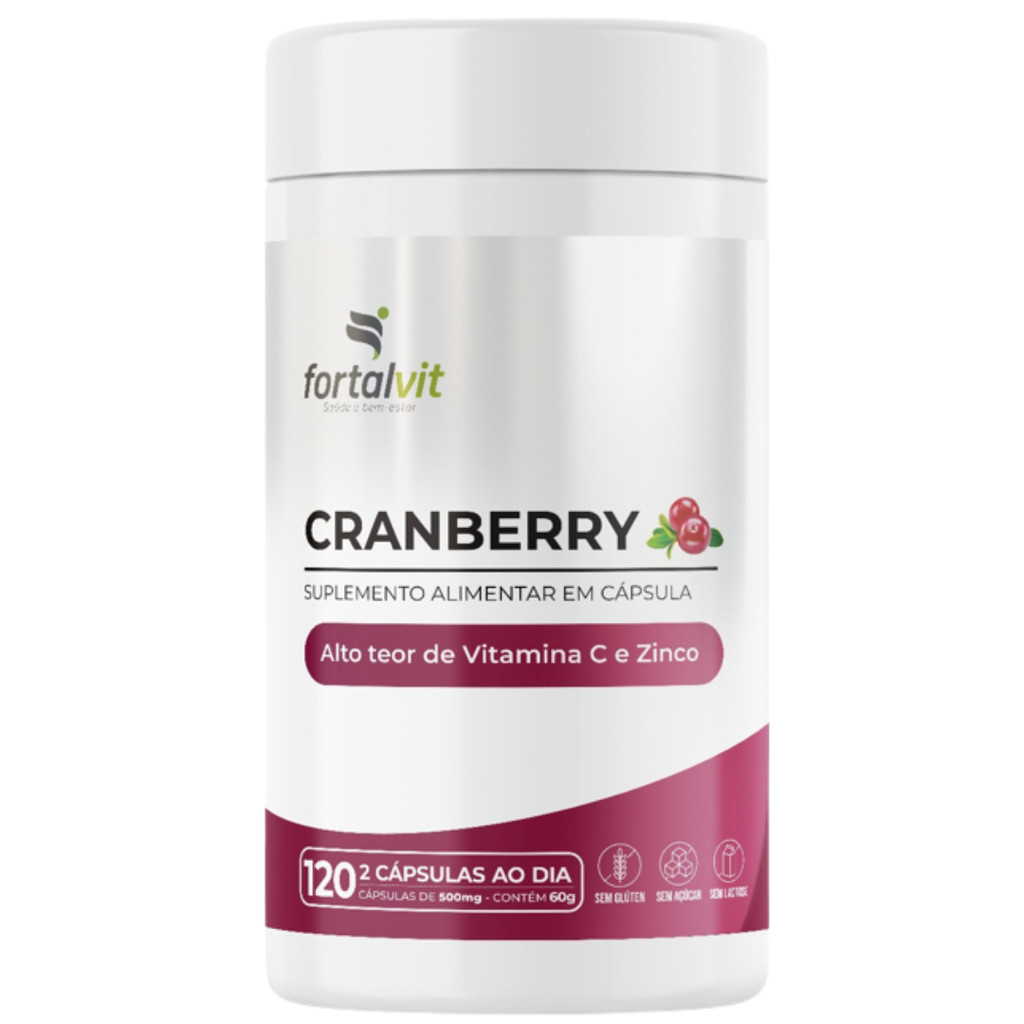 Cranberry, Longa Duração: 2 Meses, Alto Teor de Vitamina C e Zinco, 120 Cápsulas, Fortalvit em Oferta na Shopee