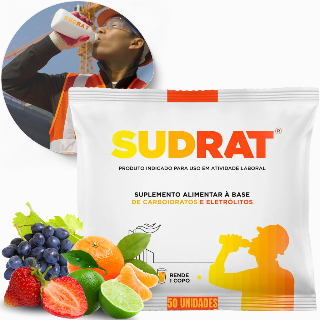 Kit 50 Sachês Repositor Isotônico Pó 10g  Hidroeletrolítico Sudrat Sabores Hidratação Energético