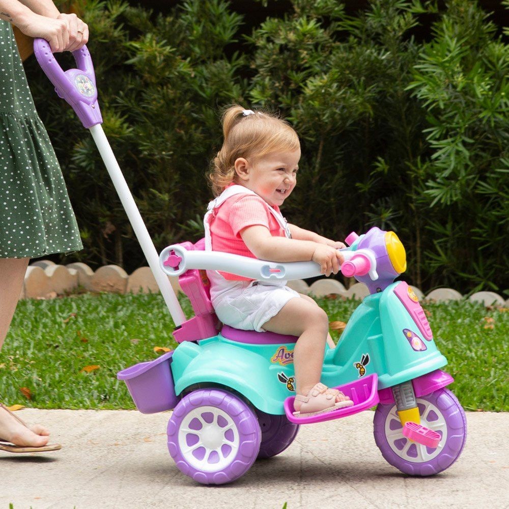Triciclo Infantil Passeio Pedal Motoca Haste Brinquedo Carrinho Criança Guia Empurrar Seguro