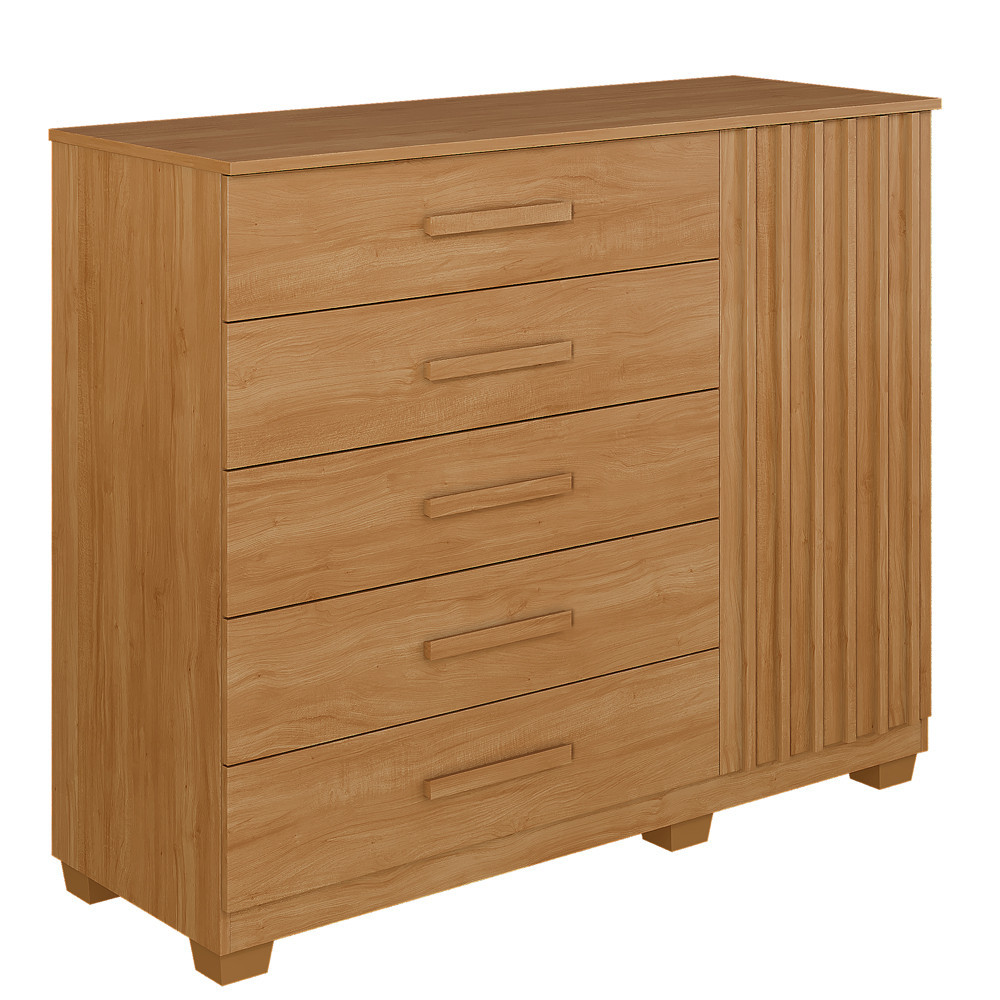 Cômoda Benetil Paris 1 Porta 5 Gavetas Cinamomo em Oferta na Shopee