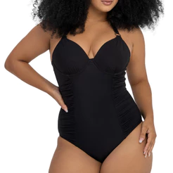 Maiô Feminino Zero Barriga com Bojo Liso Drappe Moda Praia e Verão Alça com Argola Banho de Mar