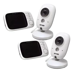 Kit 2 Babá Eletrônica Branca com Monitor Visão Noturna e Audio Sensor de Temperatura