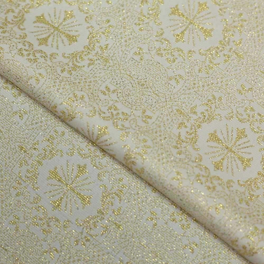 Tecido Litúrgico Brocado Roma 1,00 m x 1,5m larg des 3459 - Pérola — imagem 2 de 2