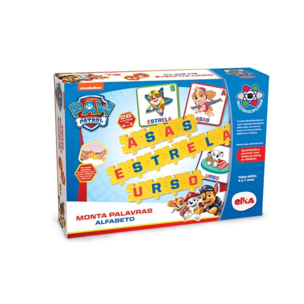 Jogo Educativo Monta Palavra Alfabeto Patrulha Canina Elka Alfabetização Criança Desenvolvimento em Oferta na Shopee