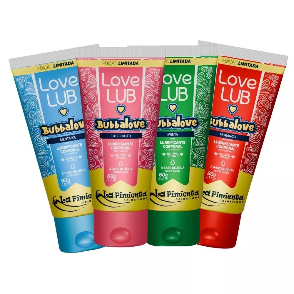 Lubrificante Intimo Beijável Love Lub Bubbalove Morango 60g em Oferta na Shopee
