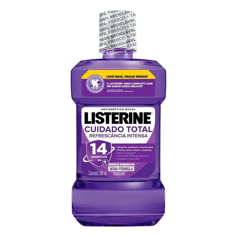 Antisséptico Bucal Listerine Cuidado Total 14 Benefícios em 1 Refrescância Intensa 500ml em Oferta na Shopee