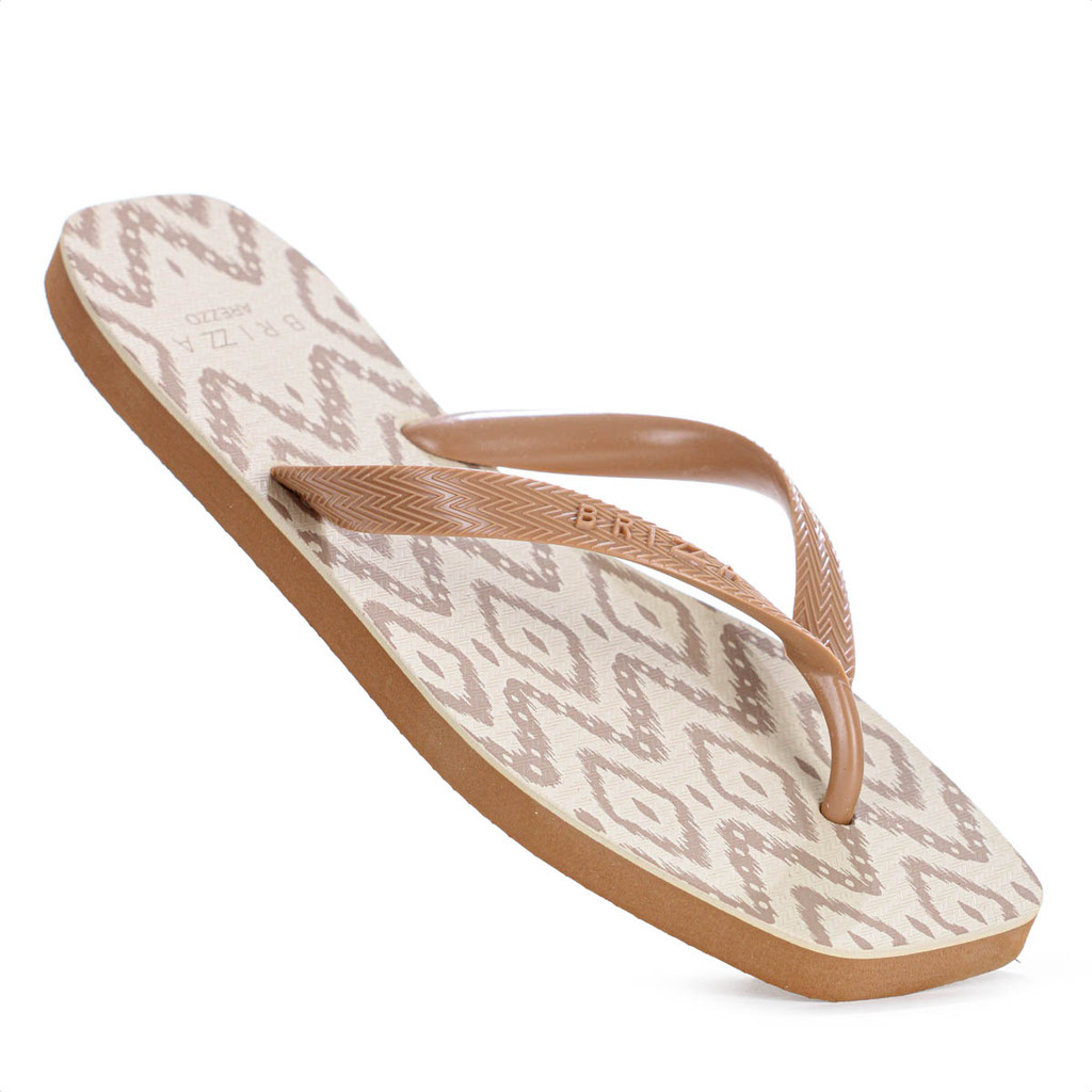 Chinelo Brizza Arezzo Bico Quadrado Ikat Marrom Claro - Feminino