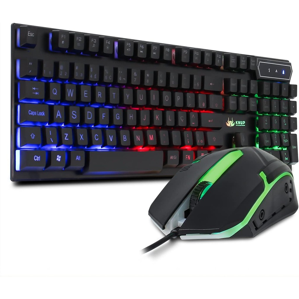 Kit Teclado Semi Mecânico Gamer Led Rgb Multimídia Mouse Laser 3 Botões Usb 2.0 Pc Computador Notebook Mac
