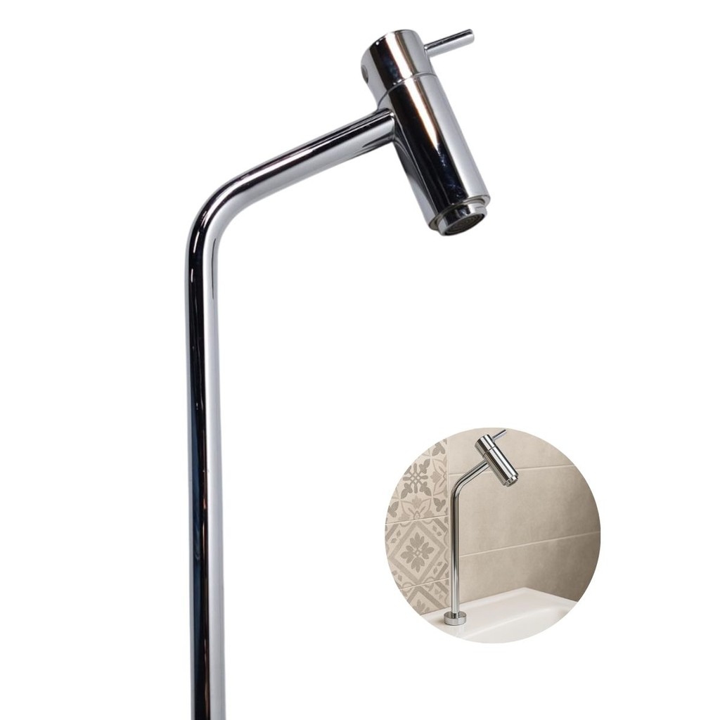 Torneira Banheiro Cromada Stillus Mesa Alta Cascata Monocomando Luxo Moderna Para Pia