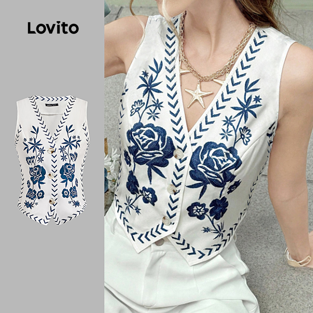 Lovito Top Boho Com Botões Leve E Respirável Primavera/verão Para Mulheres L137ED229 em Oferta na Shopee
