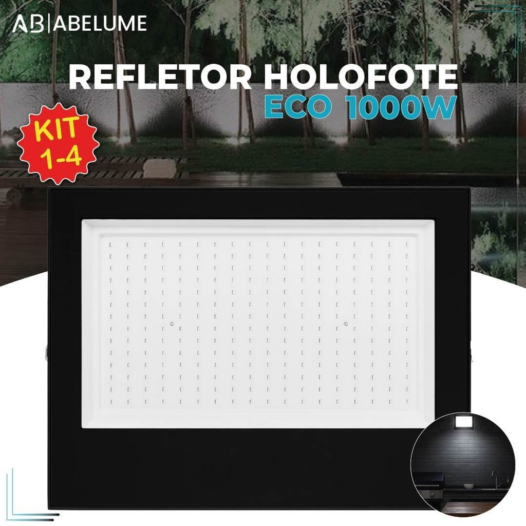 Holofote Refletor Led ECO Pro 1000W Branco Frio 6500K (Luz Branca) | IP65 110V-220V Bivolt em Oferta na Shopee