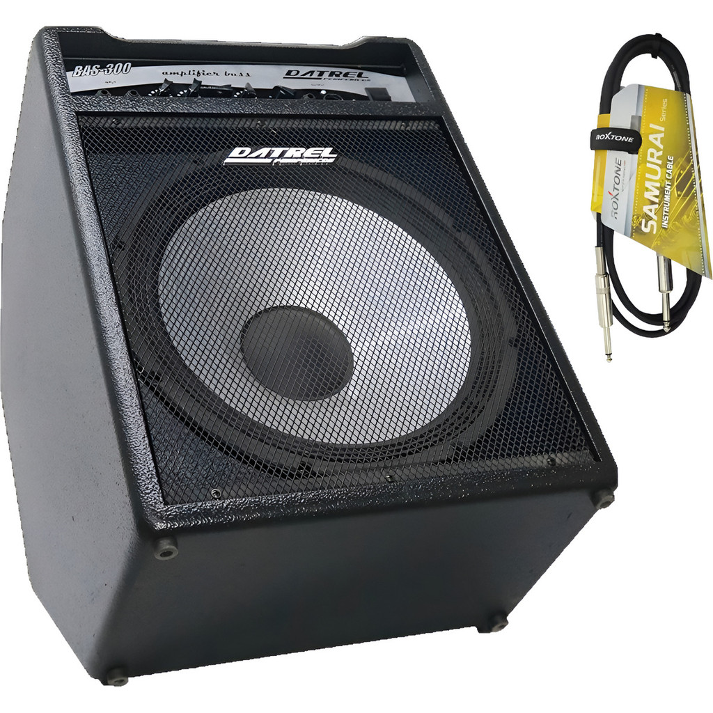 Cubo Amplificador Contrabaixo Datrel BAS-300 15 300w + Cabo 3m Top Preto