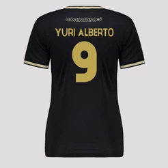 Camisa Corinthians Classic 9 Yuri Alberto Feminina Preta