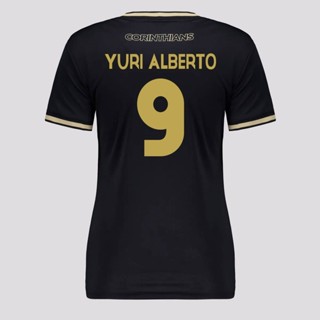 Camisa Corinthians Classic 9 Yuri Alberto Feminina Preta em Oferta na Shopee