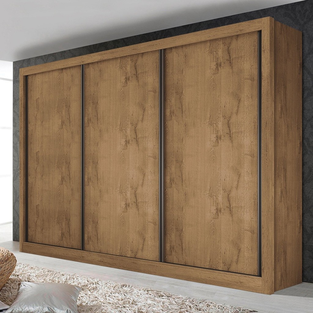 Guarda Roupa Casal Premium Liv 242cm 3 Portas 6 Gavetas Espresso Móveis Freijó em Oferta na Shopee