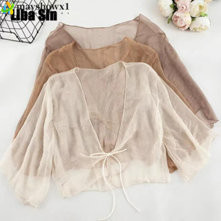 MAYSHOWX1 Xale Curto , Cardigã Feminino De Chiffon Solto , Roupas Transparentes Com Protetor Solar Enrugado em Oferta na Shopee