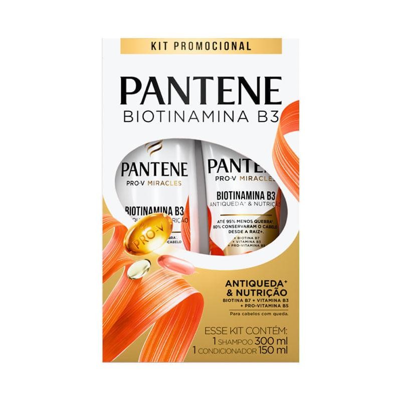 Kit Shampoo Pantene Pro-V Miracles Biotinamina B3 Antiqueda & Nutrição 300ml + Condicionador 150ml em Oferta na Shopee