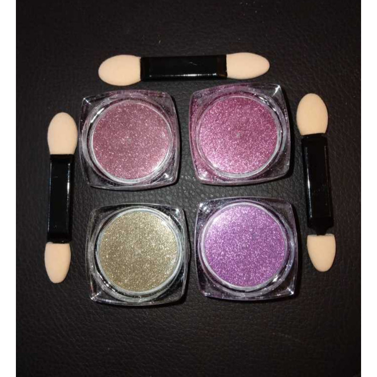 Kit Com 4 Pó Colorido Holográfico Diversos Decoração de unha