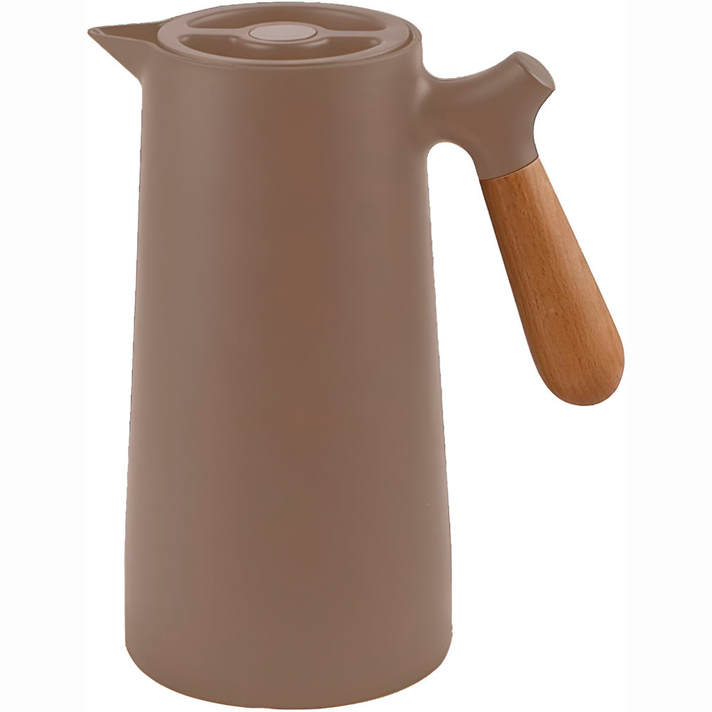 Garrafa Térmica Jarra Nórdica Inox Café Cabo Madeira Marrom