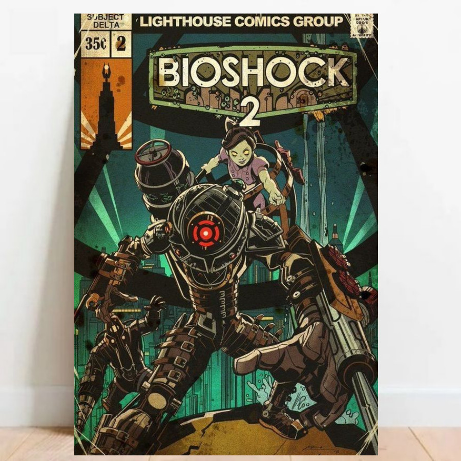Quadro Placa decorativa geek BioShock Poster de Games video game sem moldura