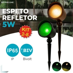 Kit 2/4/6 Luminária Espeto Jardim 5W Led Refletor Grama A Prova Dágua IP65 Luz Quente ou Verde Bivolt
