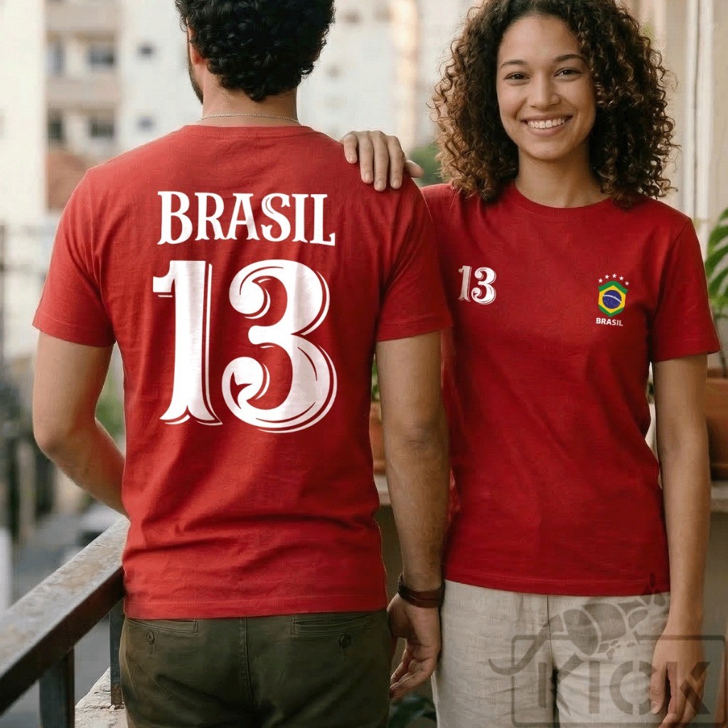 Camiseta T-Shirt "Brasil 13" Edição Copa do Mundo Unissex em Algodão Estampa Premium
